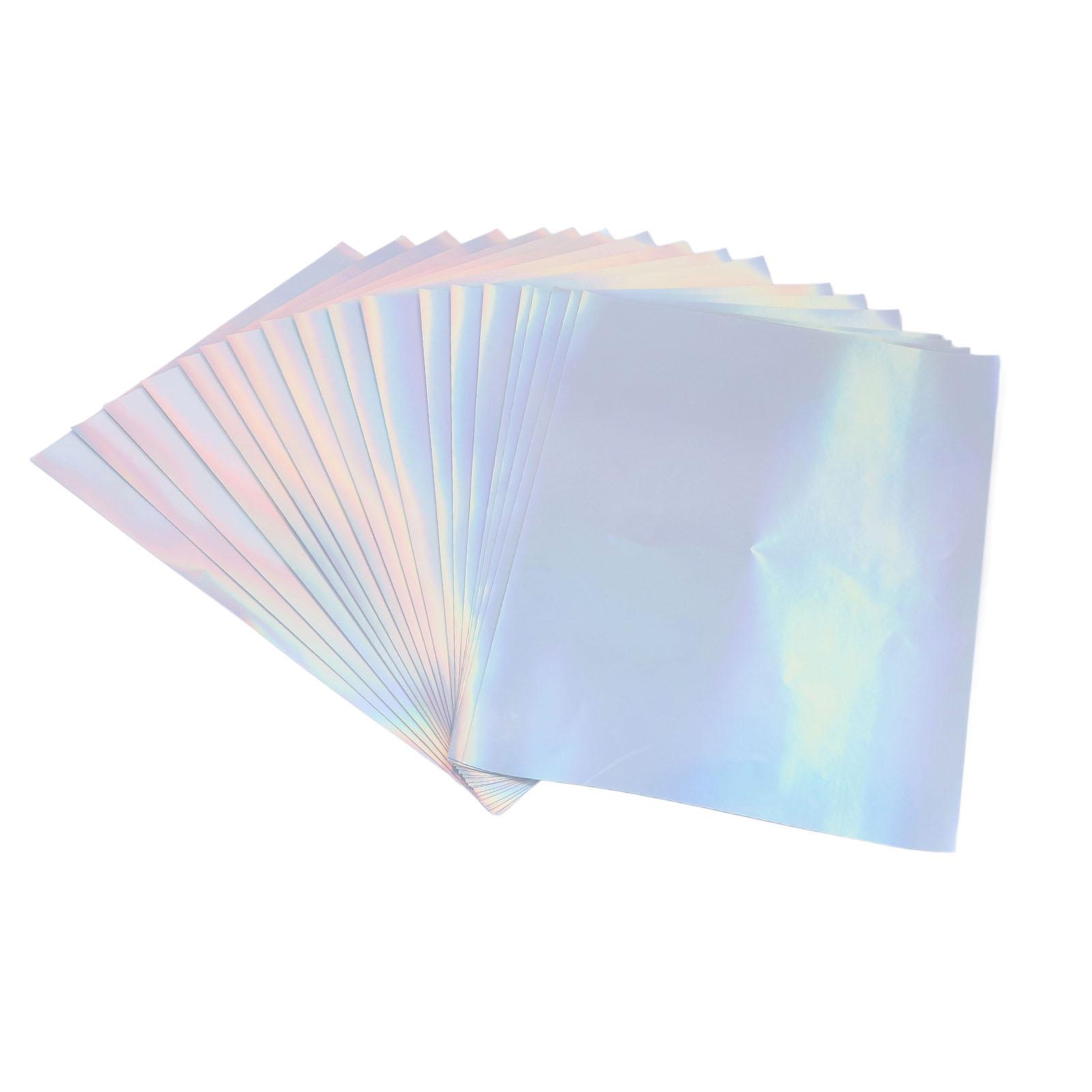

20 Sheets A4 Printable Holographic Sticker Paper Waterproof Fast Dry Scratch Resistance Laser Sticker Paper for Inkjet
