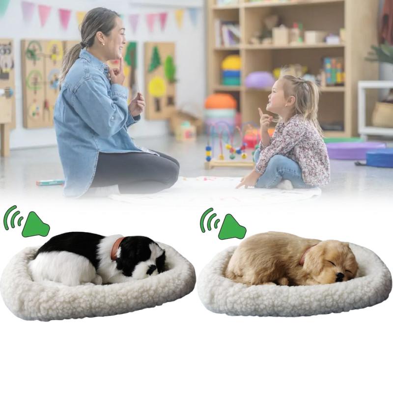 Modello di Cane Peluche con Respirazione Realistica Decorazione per la Casa con Pelliccia Sintetica per Fotografia e Uso Regalo