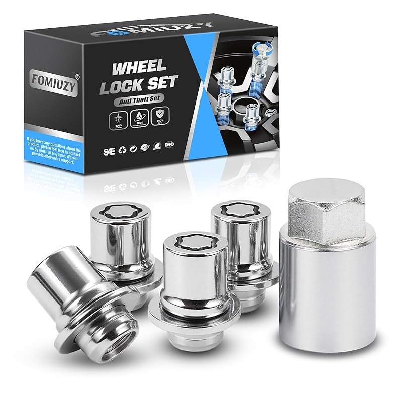 Wheel Lock Lug Nut Set M12 X 1.5 Anti Theft Fit Toyota Camry Tacoma Corolla Highlander Avalon RAV4 Sienna Venza Celica Prius Matrix CHR Mirai Lexus 00276-00900 silver