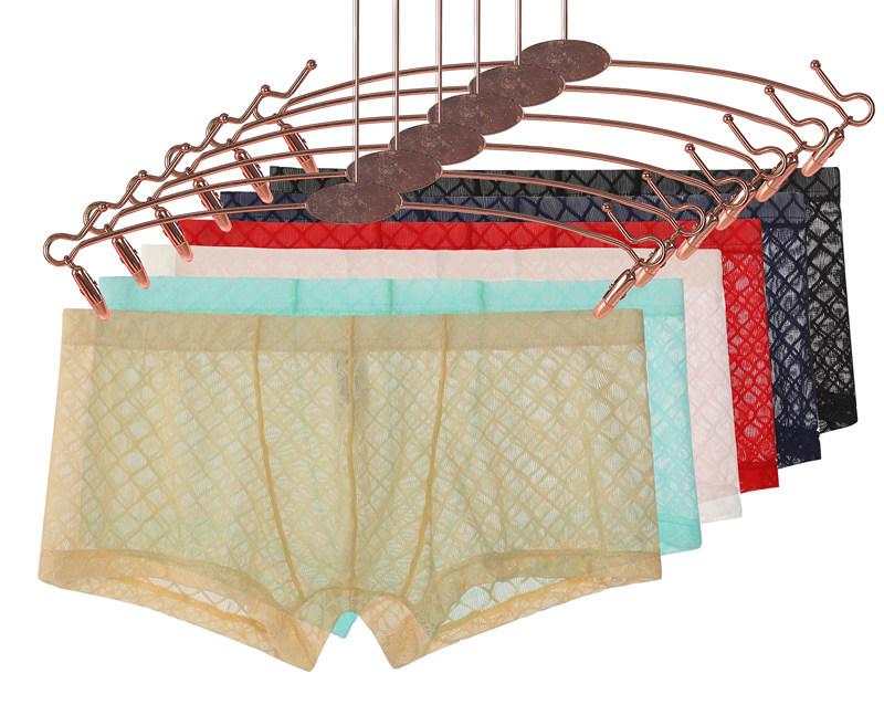 Youye Men's Mesh Transparent Low-Waist Summer Boxer Briefs - Breathable and Trendy Youth Underwear