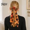 Elastico per Capelli a Nastro di Raso per Halloween con Stampa di Zucca Divertente, Elastici Comodi e Morbidi per Coda di Cavallo, Decorativi