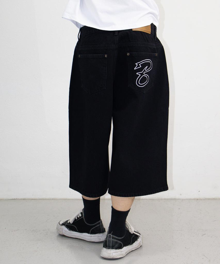 Bonegseu B Demim Bermuda Pants (Black)