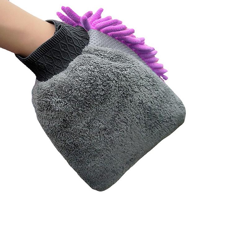 Car wash and wipe car double-sided chenille gloves coral fleece thickened car rag sandwich beauty cleaning tool