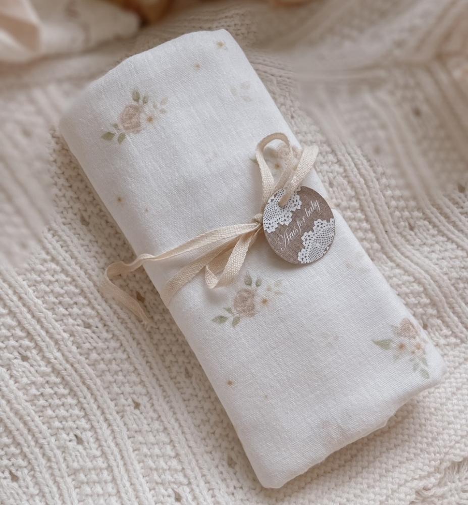Muslin Swaddle 80x80cm Double Gauze (pastel roses)