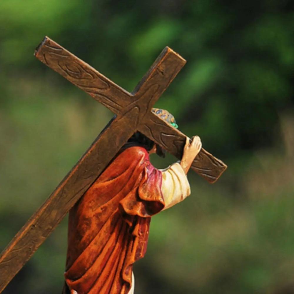 Handmade Jesus Cross Statue Realistic Catholic Religious Accessories Christ Figure Church Decor