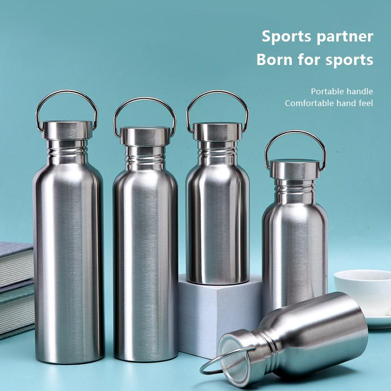 350/500/600/750/1000ml Edelstahl Fahrrad Wasserflasche Fitness Einwandige Wasserflasche Auslaufsicher Tragbarer Sportkessel