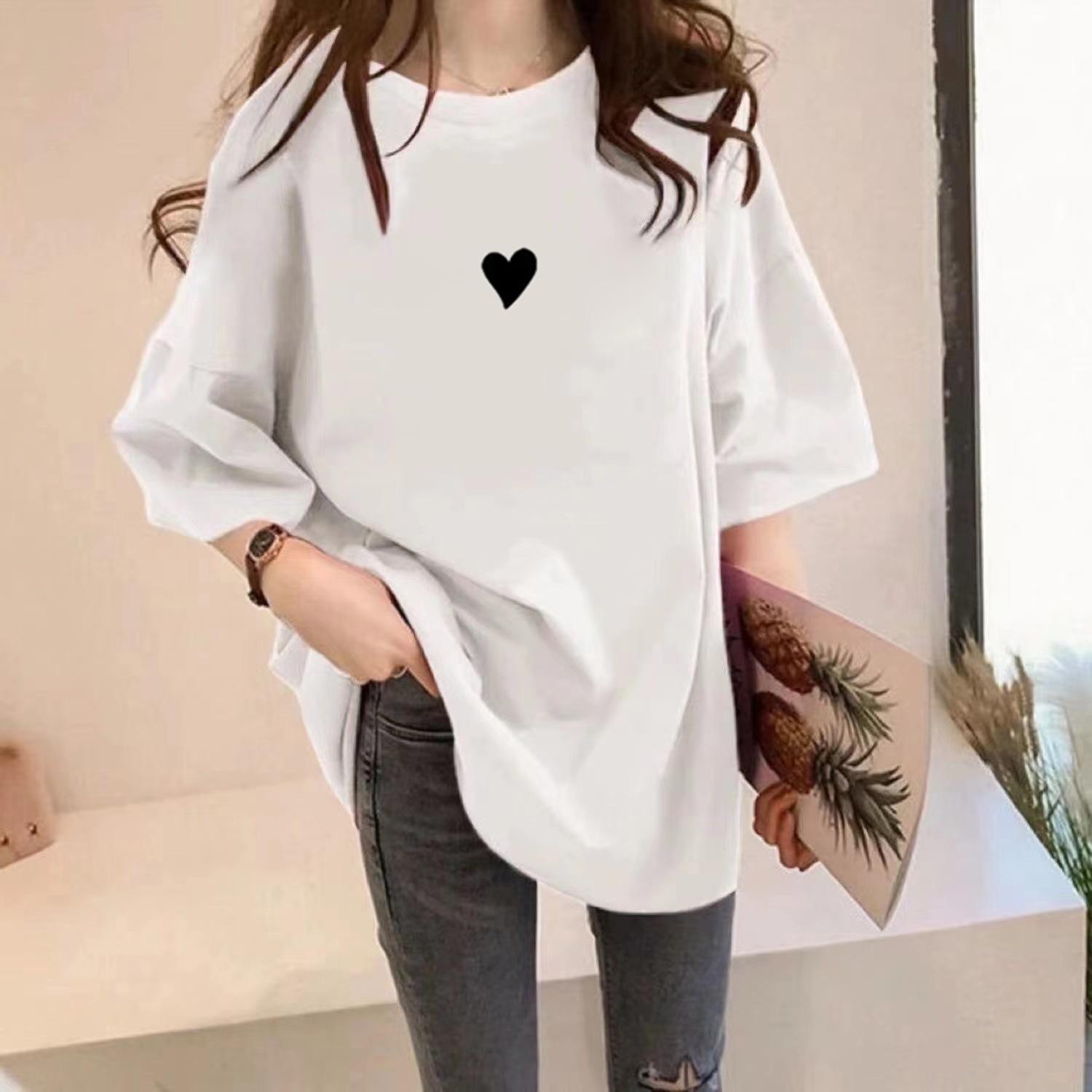 

2025 хлопковая футболка цвета питайи женская с коротким рукавом, дизайнерская нишевая футболка с принтом, студенческая свободная, для полных мм, топ S