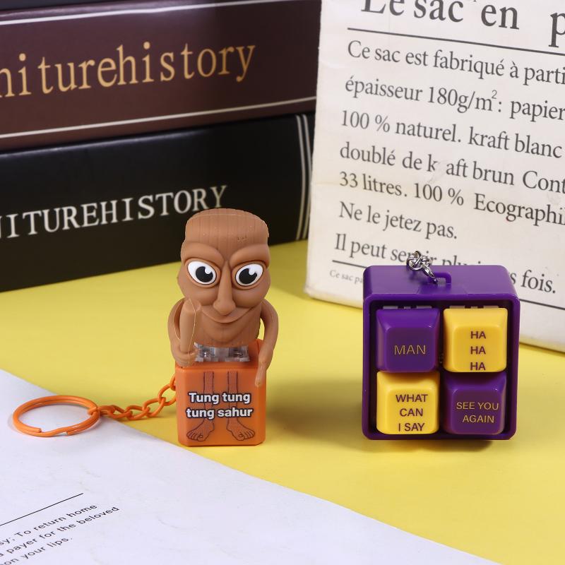 Creative Monkey Keyboard Figure With Voice Decompression Button Keychain Pendant Fun Decompression Toy