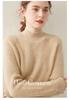 Women's Cashmere Knitwear: Coin Stitch Half-High Collar, Solid Color, Thick Loose Base Layer Sweater for Autumn and Winter.