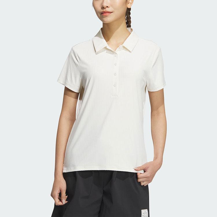 Adidas Cool Feeling Straight-Cut Breathable Polo Shirt Women Tops Pink White JD5275