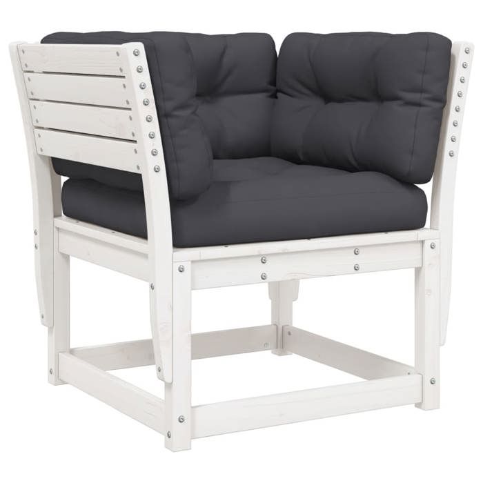VidaXL Canapé de Jardin Accoudoir avec Coussins, Chaise de Terrasse avec Dossier, Fauteuil de Salon Patio Extérieur, Blanc 844695
