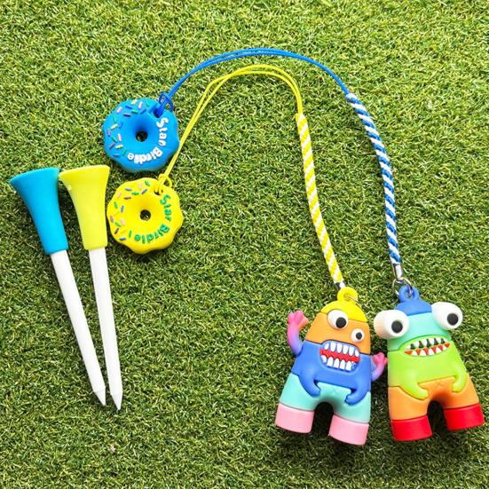 Anti Lost Plastic Golf Tee Hanger Cartoon Golf Tee Ring with Strap Tee Loss Prevention Golf Accessories for Men Women Golfer Gifts