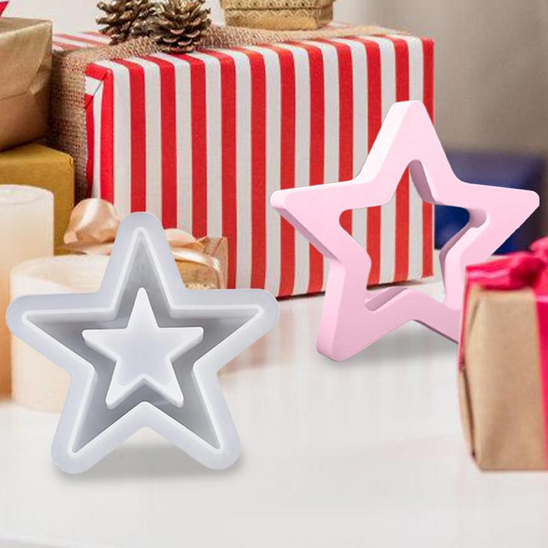 Silicone Star Mould Star Resin Molds Desktop Ornament Silicone Mould Hollow Star Shaped Mold Festive Candle Mold for Crafting