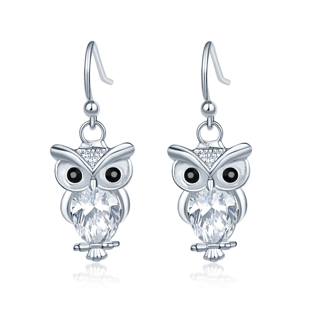 

1 Pair Zircon Stud Earrings Owl Earrings Women Fashion Exaggerated Jewelry платиновый