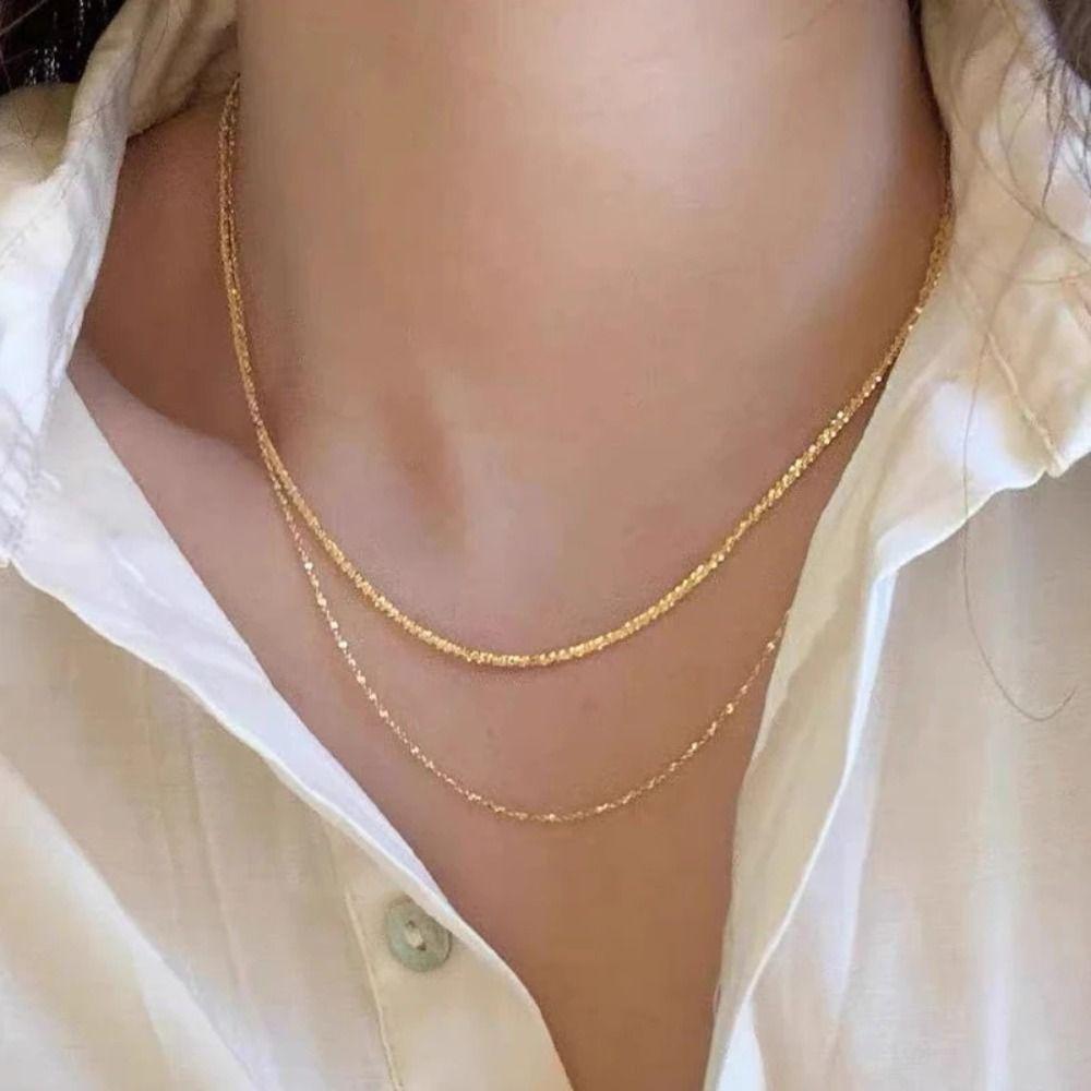 1Pcs New Titanium Steel Chain Necklace 45cm Non-fading Clavicle Chain All-match M-shaped Women's Simple Necklace