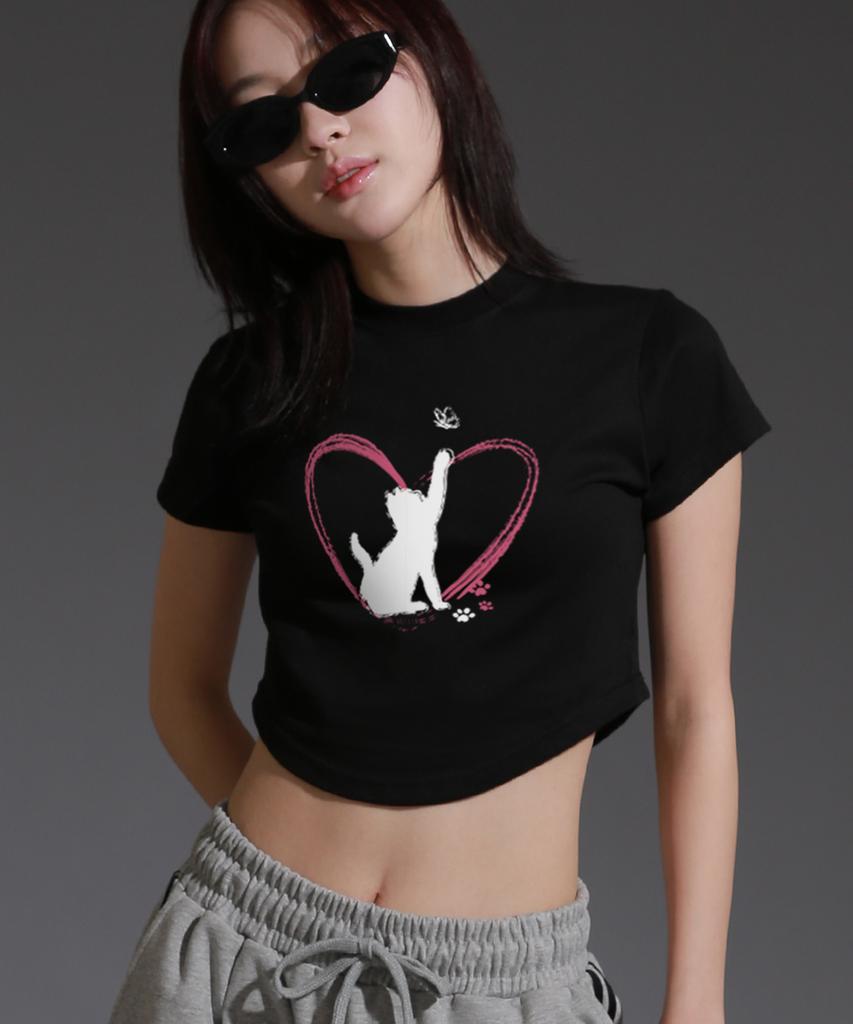 LIKE THE MOST Women'S Freecat Asymmetrical Crop T-Shirt_Black