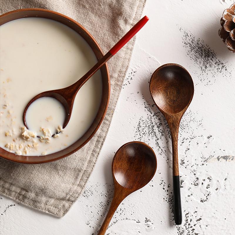 2 Buc Spatule de Lemn Lemn Natural Linguriță Lingură de Cafea Lingură Mică de Lemn pentru Orez Supă Desert pentru Copii Linguri pentru Cuplu Cadou Veselă