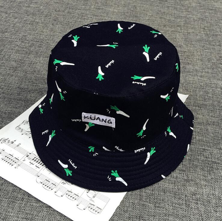 Ins Hot banana chips Japanese retro style canvas Bucket hat women's double-sided Sun hat street casual couple basin hat