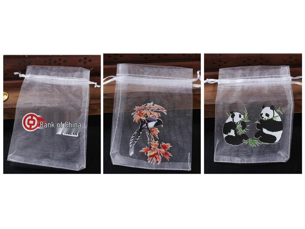 Plain Transparent Organza Drawstring Gift Bags for Jewelry Packaging