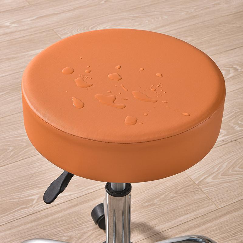 PU Waterproof Round Stool Cover Elastic All Inclusive Bar Rotating Chair Seat Cover Cashier Counter Stool Slipcover Home Hotel