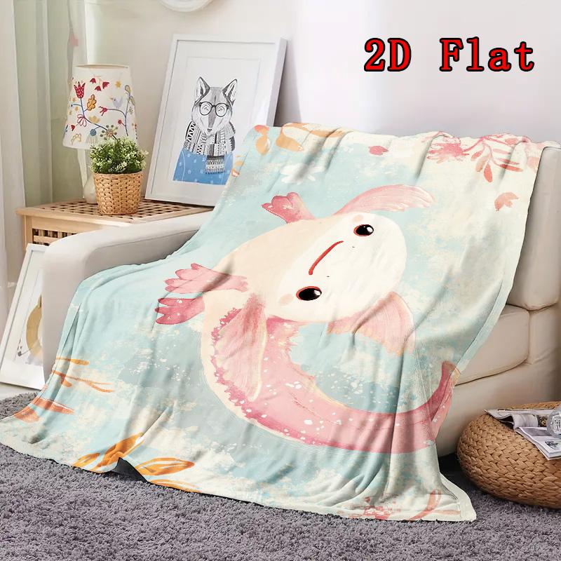Axolotl 2D Flat Pattern Flannel Blanket High quality All Seasons Warmth and Comfort Perfect for Christmas Gifts.P260914469