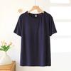 Women O-neck T-shirt with Built-in Bra Casual Solid Color Short Sleeve Top