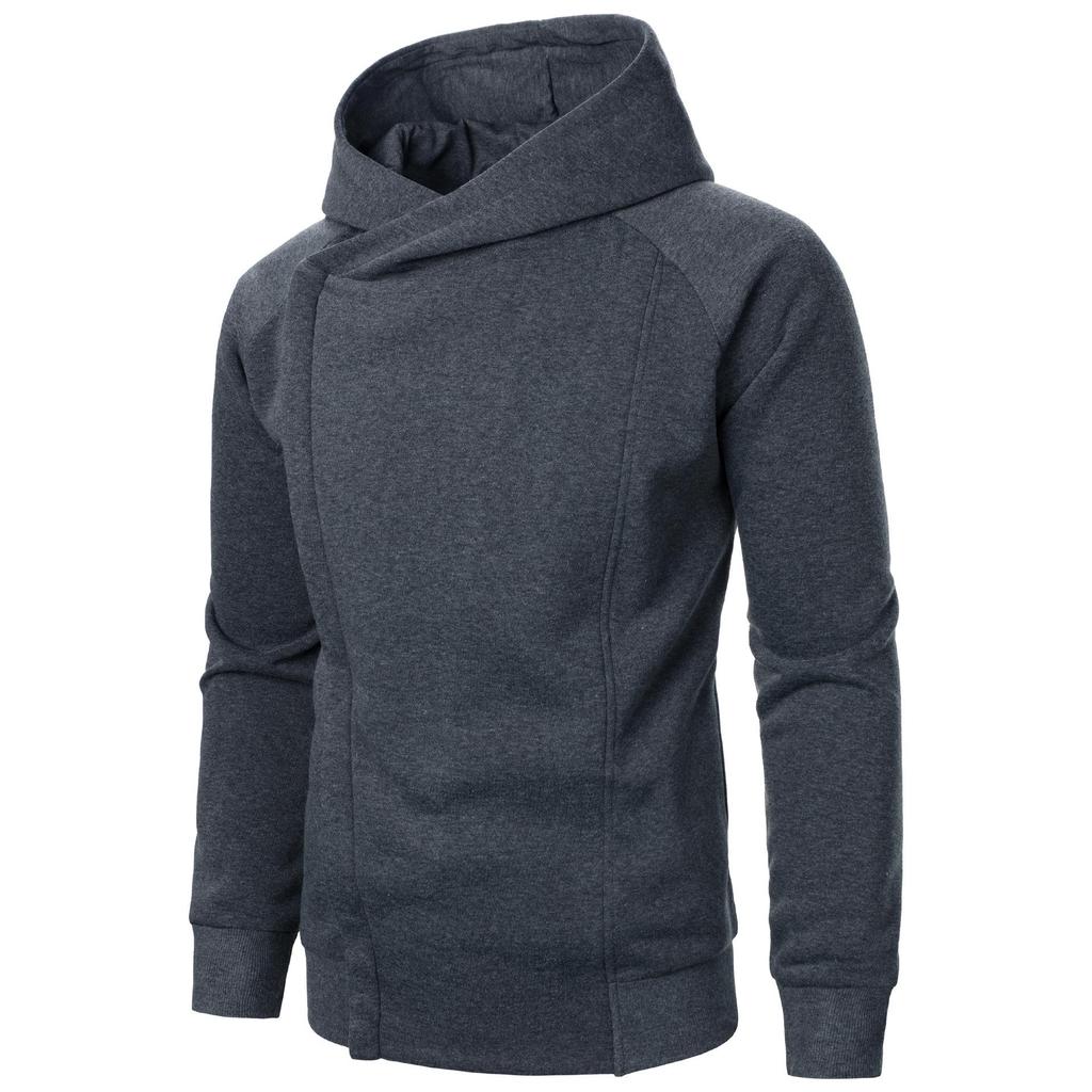 Men's Fashion Hoodie with Side Zipper - Solid Color Casual Cardigan