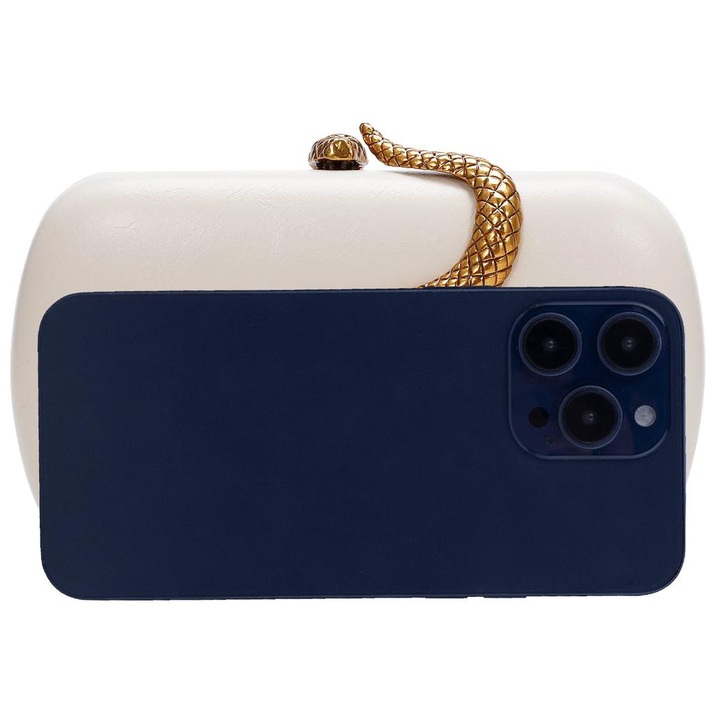 Damen Glamourös Luxuriös Schlangenbeschläge Dekoration PU-Leder Clutch Lange Kette Kastenförmige Handtasche Abendtasche Vielseitige Geldbörse