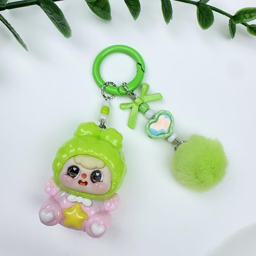 Bean Bag Cute Grain Sitting Doll Cartoon Schoolbag Pendant DIY Jewelry Resin Accessories Car Ornament Bag Keychain