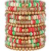 12pcs Friendship Bracelets Beaded Bracelets Heishi Bracelet Cute Bracelets Stack Vinyl Clay Disc Bead Surfer Stretch Summer Beach Bracelets For Women