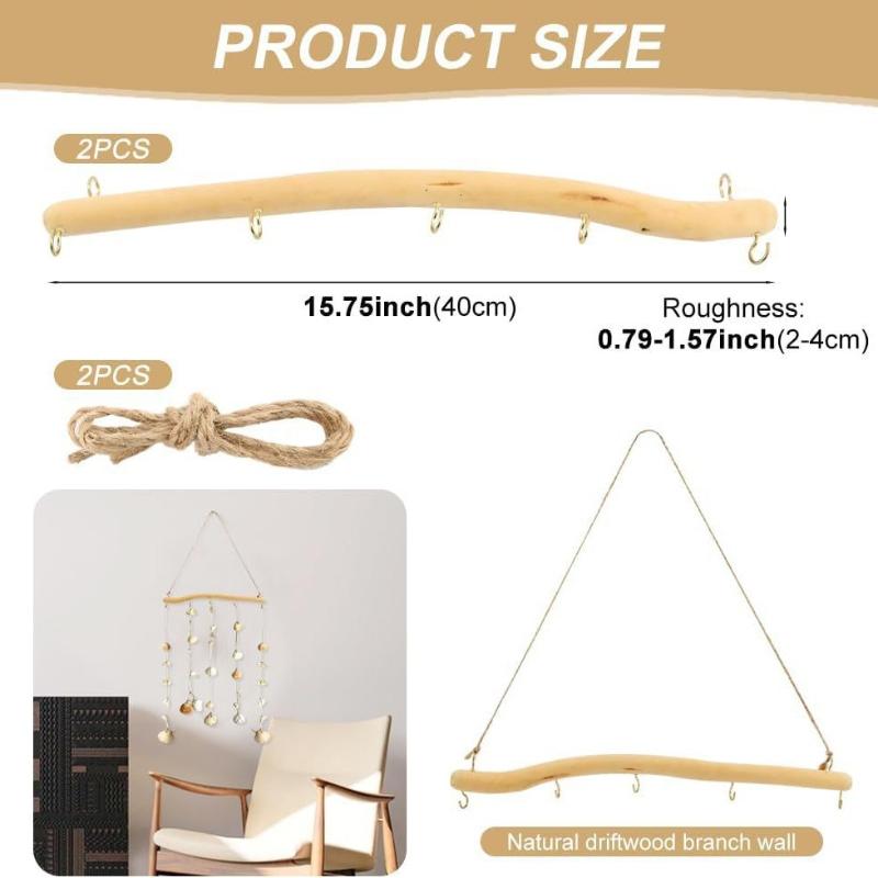 Organizator de bijuterii suspendat din lemn natural cu cârlige multiple pentru coliere, cercei. Perfect pentru dormitor, decor acasă, depozitare