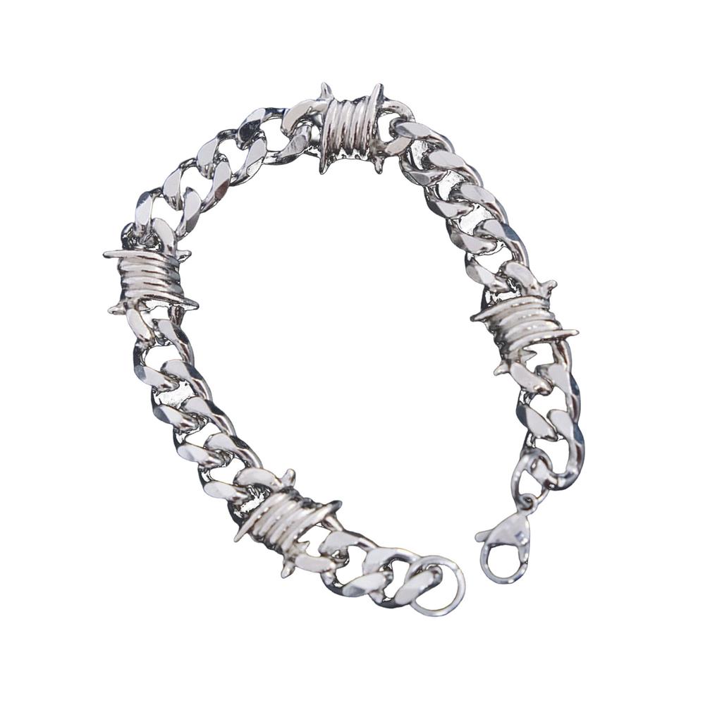 Colier unic cu lanț cubanez cu spini, brățară, accesoriu de bijuterie elegant pentru pasionații de stil hip hop și punk