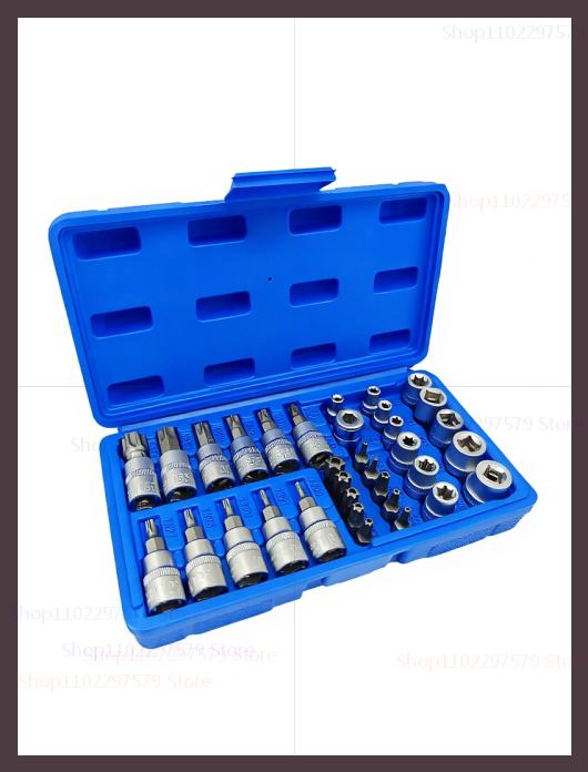 

34PcsTorx Star Socket and Bit Set Includes Male Female E-Security Bits Drive Handheld Tool Torque Star Sockets for Automotive