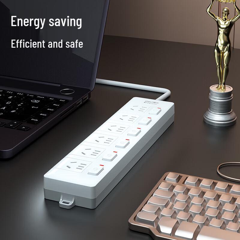 Deli 6-Outlet Power Strip with Individual Switches