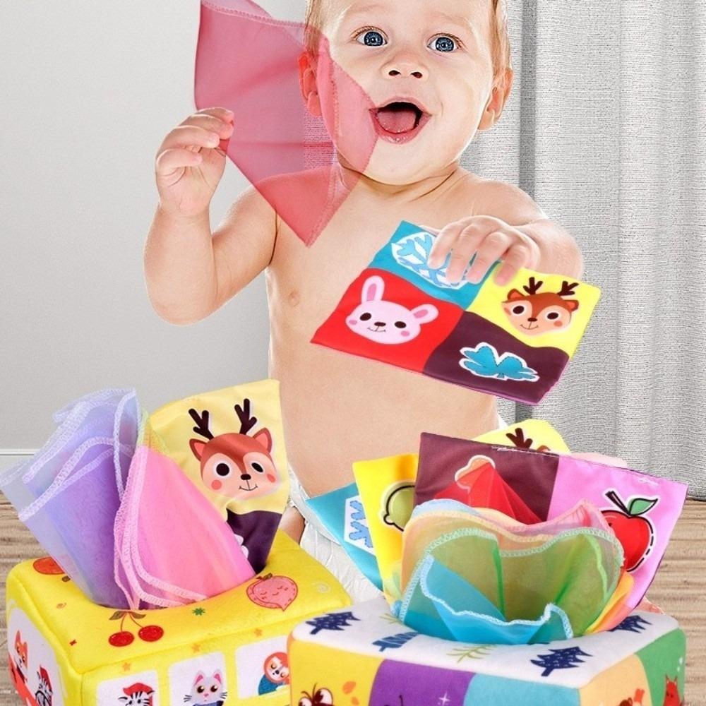 Crinkle Cloth Tissue Box Toys Educational Infant Pull Along Baby Montessori Boxes  Infant