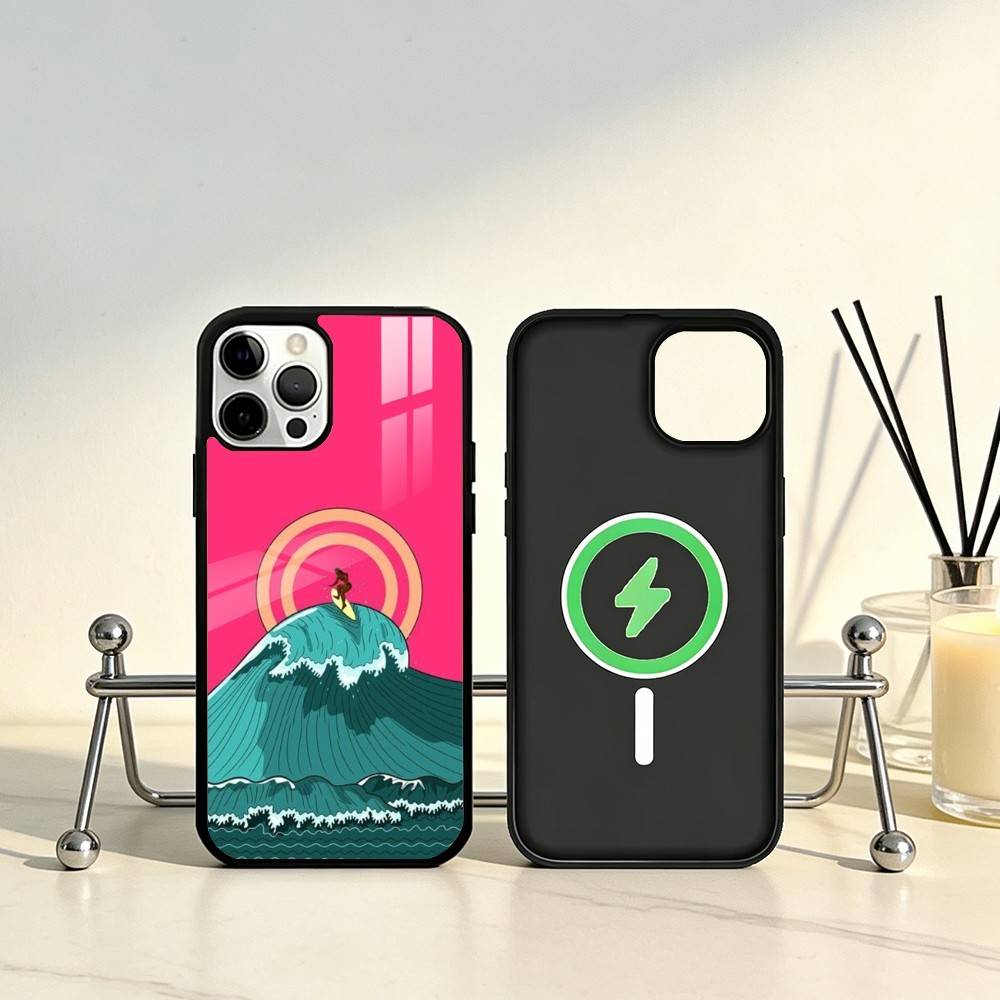 Surfboard Surfing Art Surf Girl Phone Case For iPhone17,16,15,14,13,12,11 Plus,Pro Max Magnetic For Magsafe Wireless Charging