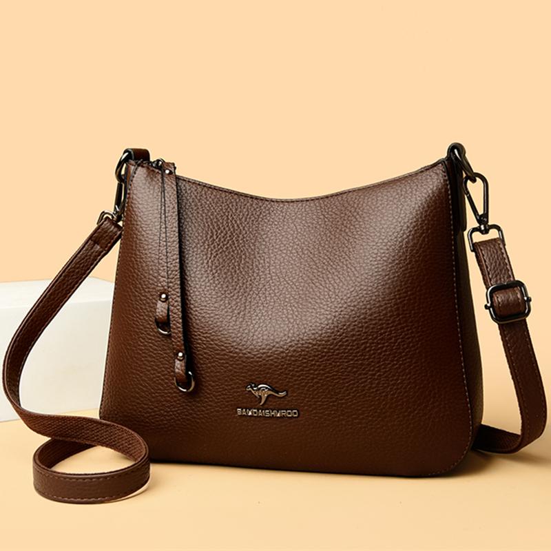 Women's Vintage Leather Crossbody Bag Multi-Pocket Soft Leather Shoulder Bag Tassel Shoulder Bag for Daily Use Shopping Commuting