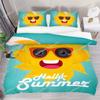Hello Summer Duvet Cover Set Watercolor Watermelon Fruits Bedding Set Summer Holiday Theme Blue Rustic Cabin Comforter Cover