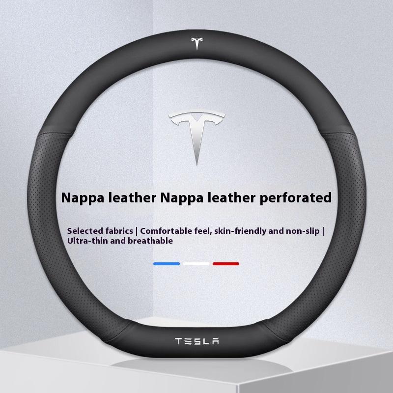 SGD4 For Tesla Model 3 Model Y Model S Model X Roadster Suede Anti-slip Breathable Leather Car Steering Wheel Cover Auto Accessories