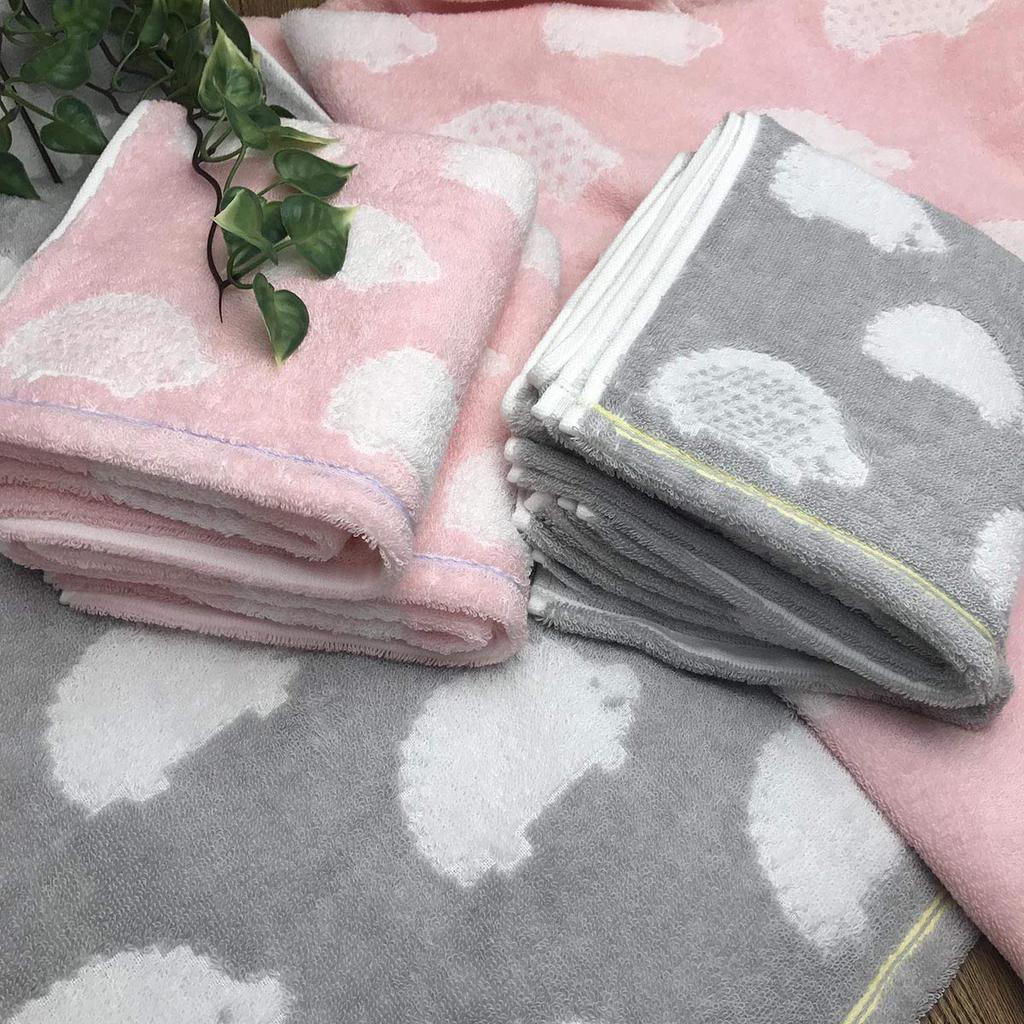 Imabari Towel Brand Certified Hedgehog Print Bath Set of 60x120cm Towels, 3, (3 Colors)