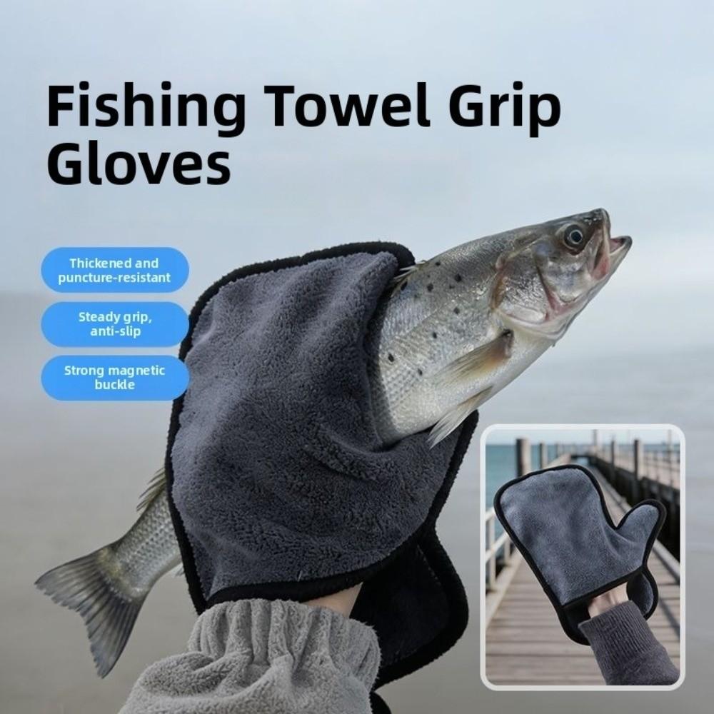 Magnetic Release Buckle Fish Gripper Tool Polar Fleece Fishing Glove Fishing Towel Fishing