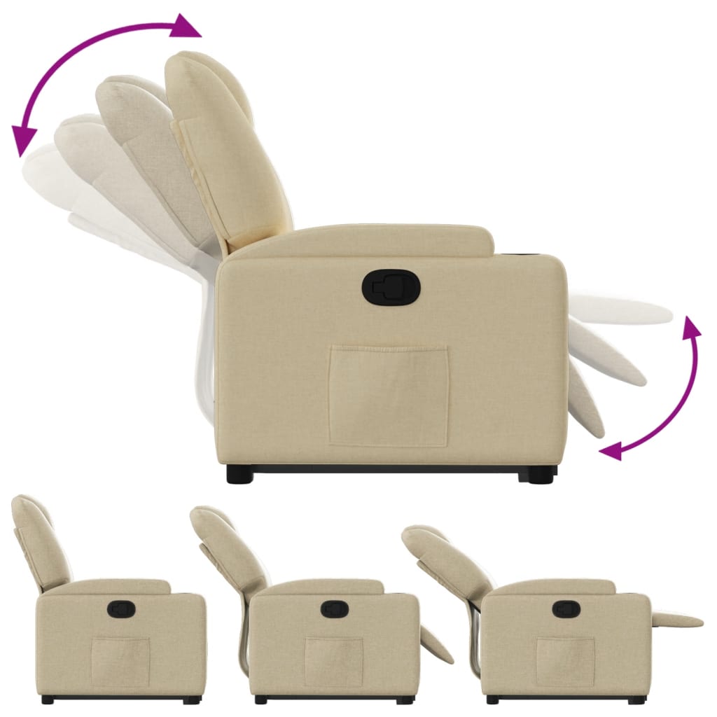 Vidaxl Lift-Up Recliner Armchair, Cream, Fabric Upholstered