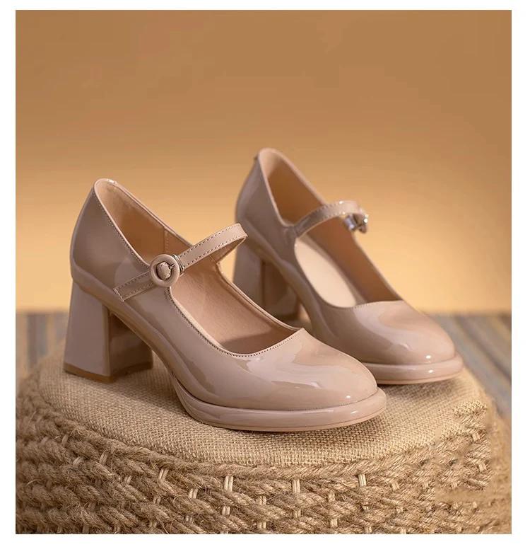 

Новые винтажные сандалии Мэри Джейн для женщин с застежкой, нескользящие, повседневные, квадратные, с офисными дамскими однотонными элегантными каблуками, розового цвета из искусственной кожи 40