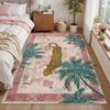 Jungle Botanical Cheetah Print Living Room Carpet Machine Washable Non-slip Coffee Table Floor Mat Luxury Bedroom Bedside Rug