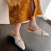 2025 New Fashion Low Heel Women  Shoe Women Narrow Band Silver Flats Bling Bling Gold Round Toe Spring Footwear