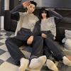 Autumn/Winter Flannel Pajamas: Cozy Round Neck Homewear for Youthful Men and Women