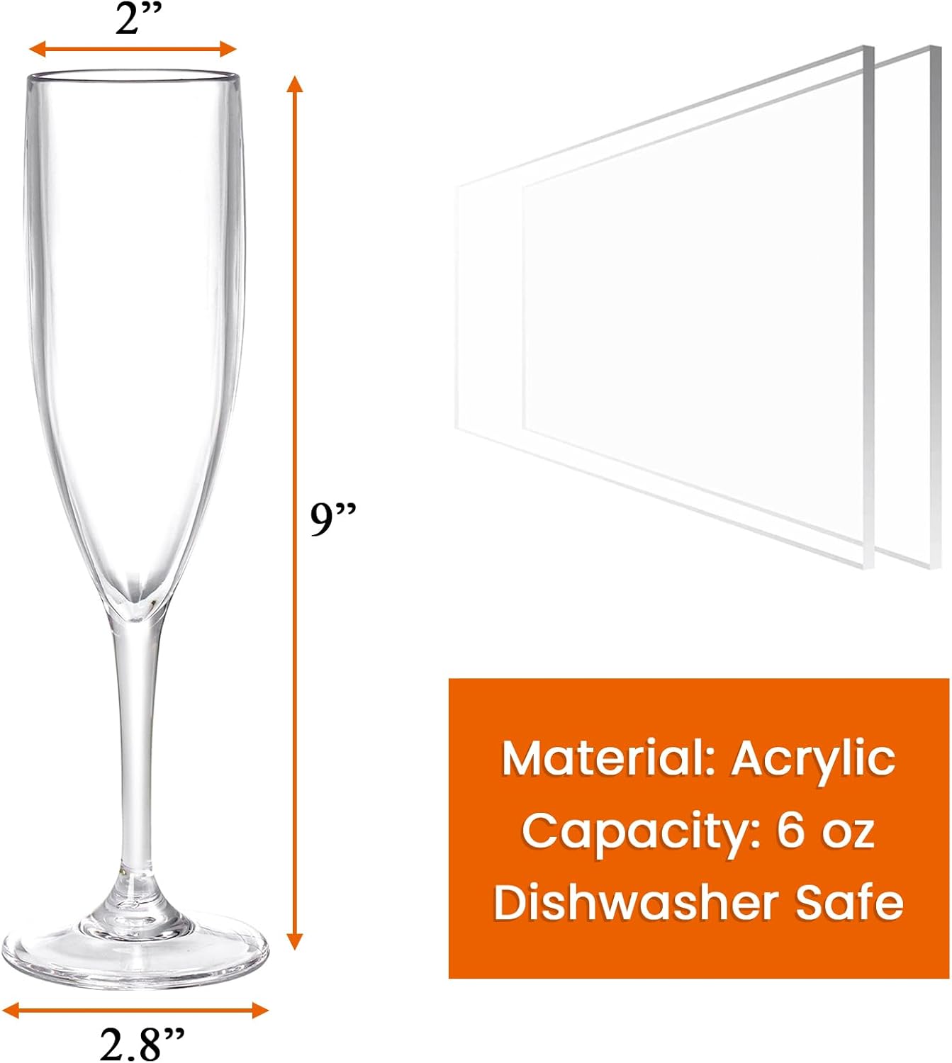 

Набор из 8 акриловых бокалов для шампанского, 6 унций, небьющиеся бокалы-купе на ножке для свадьбы, вечеринки, бара United States