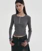 Nigaennikol Half Zip Up Slim Crop Top_Gray