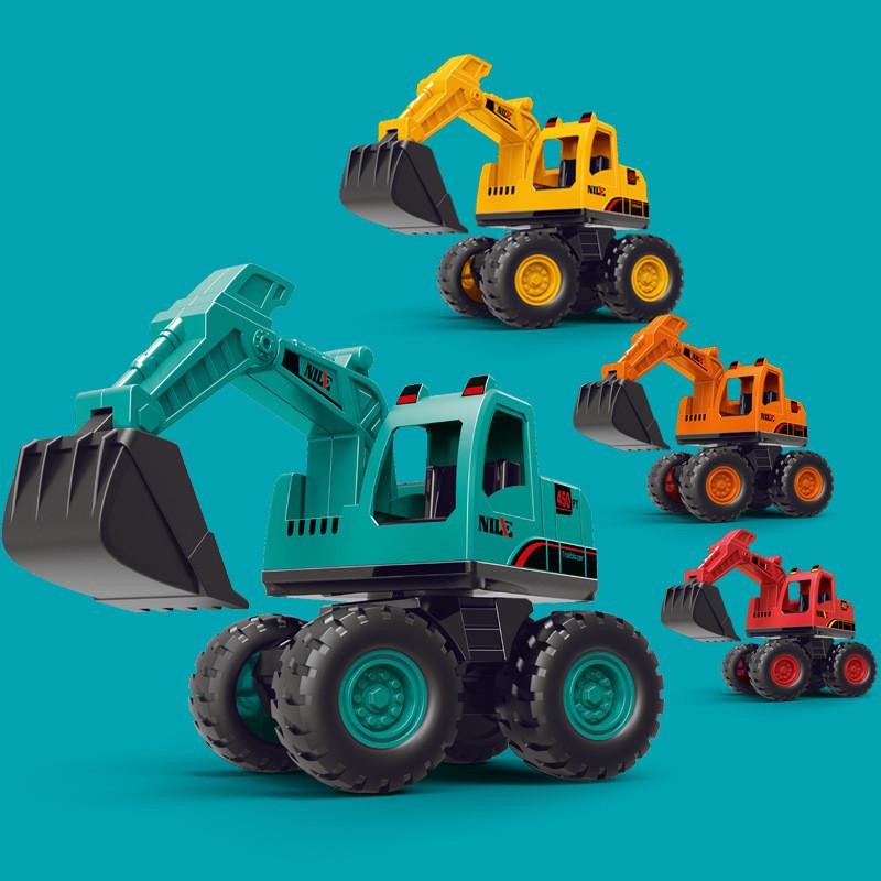 Plastic Excavator Toy For Kids With Inertia Drive And Movable Attachments