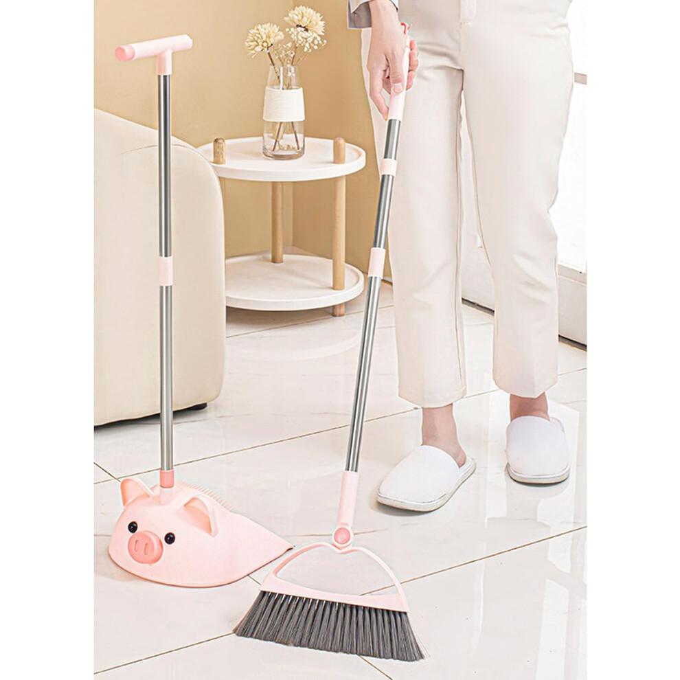 Broom and Dustpan Set with SelfCleaning Teeth for Pet Hair, Indoor Outdoor Sweeping